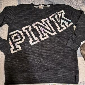 PINK Victoria's Secret Black Heather Graphic Sweatshirt